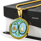 South Carolina State Seal Necklace Circle Pendant Stainless Steel or 18k Gold 18-22"-Express Your Love Gifts