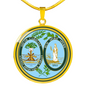South Carolina State Seal Necklace Circle Pendant Stainless Steel or 18k Gold 18-22"-Express Your Love Gifts