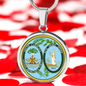 South Carolina State Seal Necklace Circle Pendant Stainless Steel or 18k Gold 18-22"-Express Your Love Gifts