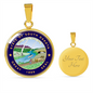 South Dakota State Seal Necklace Circle Pendant Stainless Steel or 18k Gold 18-22"-Express Your Love Gifts