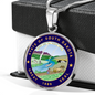 South Dakota State Seal Necklace Circle Pendant Stainless Steel or 18k Gold 18-22"-Express Your Love Gifts
