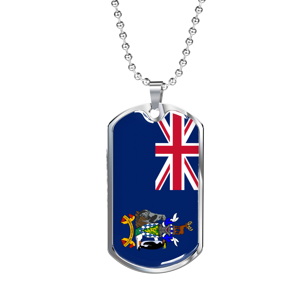South Georgia Flag Necklace Stainless Steel or 18k Gold Dog Tag 24" Chain-Express Your Love Gifts