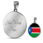 South Sudan Flag Necklace Circle Pendant Stainless Steel or 18k Gold 18-22"-Express Your Love Gifts