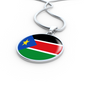 South Sudan Flag Necklace Circle Pendant Stainless Steel or 18k Gold 18-22"-Express Your Love Gifts