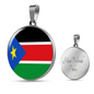 South Sudan Flag Necklace Circle Pendant Stainless Steel or 18k Gold 18-22"-Express Your Love Gifts