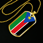 South Sudan Flag Necklace Stainless Steel or 18k Gold Dog Tag 24" Chain-Express Your Love Gifts