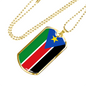 South Sudan Flag Necklace Stainless Steel or 18k Gold Dog Tag 24" Chain-Express Your Love Gifts