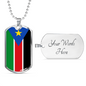 South Sudan Flag Necklace Stainless Steel or 18k Gold Dog Tag 24" Chain-Express Your Love Gifts