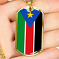 South Sudan Flag Necklace Stainless Steel or 18k Gold Dog Tag 24" Chain-Express Your Love Gifts