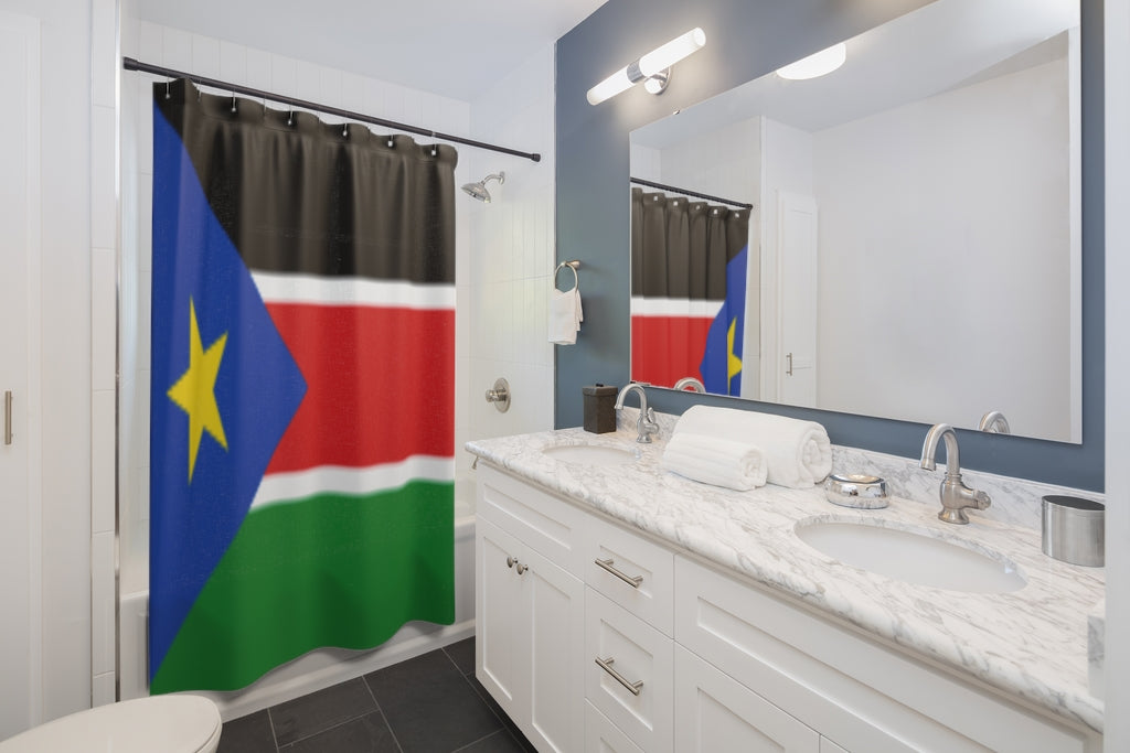 South Sudan Flag Stylish Design 71" x 74" Elegant Waterproof Shower Curtain for a Spa-like Bathroom Paradise Exceptional Craftsmanship-Express Your Love Gifts