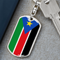 South Sudan Flag Swivel Keychain Dog Tag Stainless Steel or 18k Gold-Express Your Love Gifts