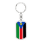 South Sudan Flag Swivel Keychain Dog Tag Stainless Steel or 18k Gold-Express Your Love Gifts