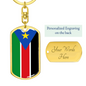 South Sudan Flag Swivel Keychain Dog Tag Stainless Steel or 18k Gold-Express Your Love Gifts