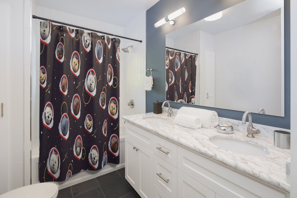 Space Dogs Pattern Stylish Design 71" x 74" Elegant Waterproof Shower Curtain for a Spa-like Bathroom Paradise Exceptional Craftsmanship-Express Your Love Gifts