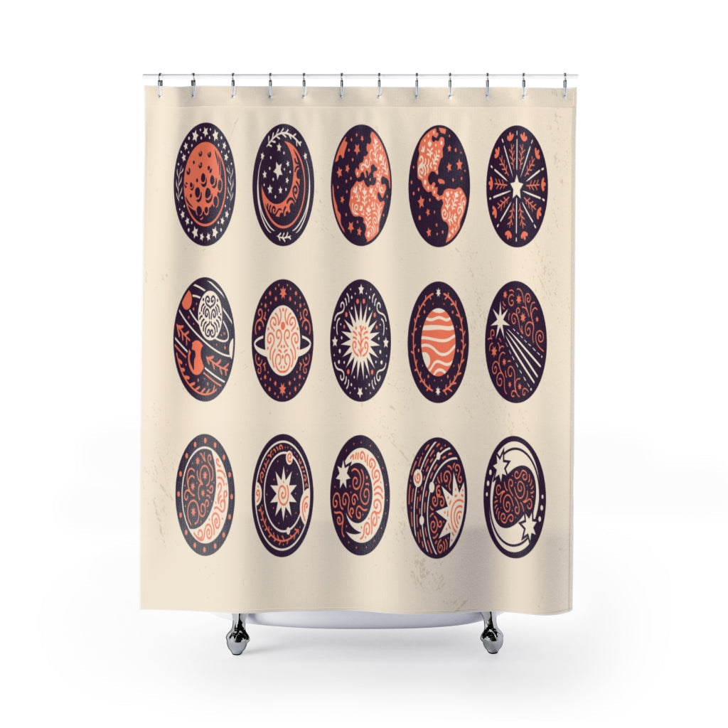 Space Element Badge Stylish Design 71" x 74" Elegant Waterproof Shower Curtain for a Spa-like Bathroom Paradise Exceptional Craftsmanship-Express Your Love Gifts