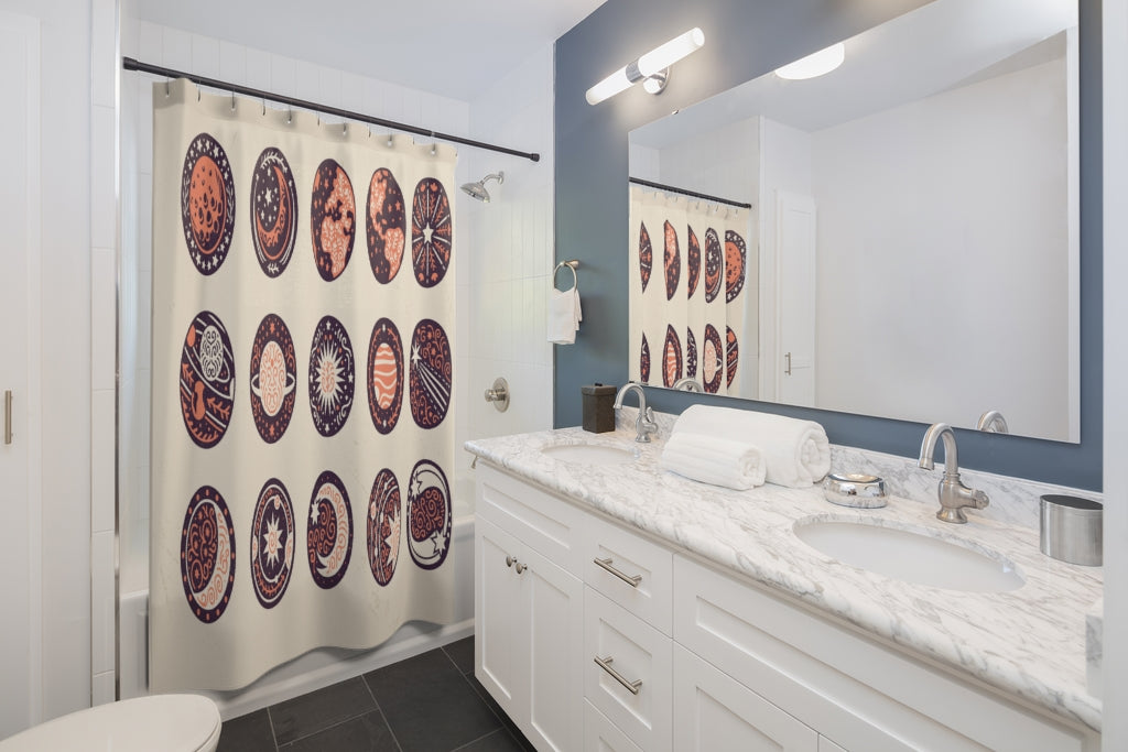 Space Element Badge Stylish Design 71" x 74" Elegant Waterproof Shower Curtain for a Spa-like Bathroom Paradise Exceptional Craftsmanship-Express Your Love Gifts