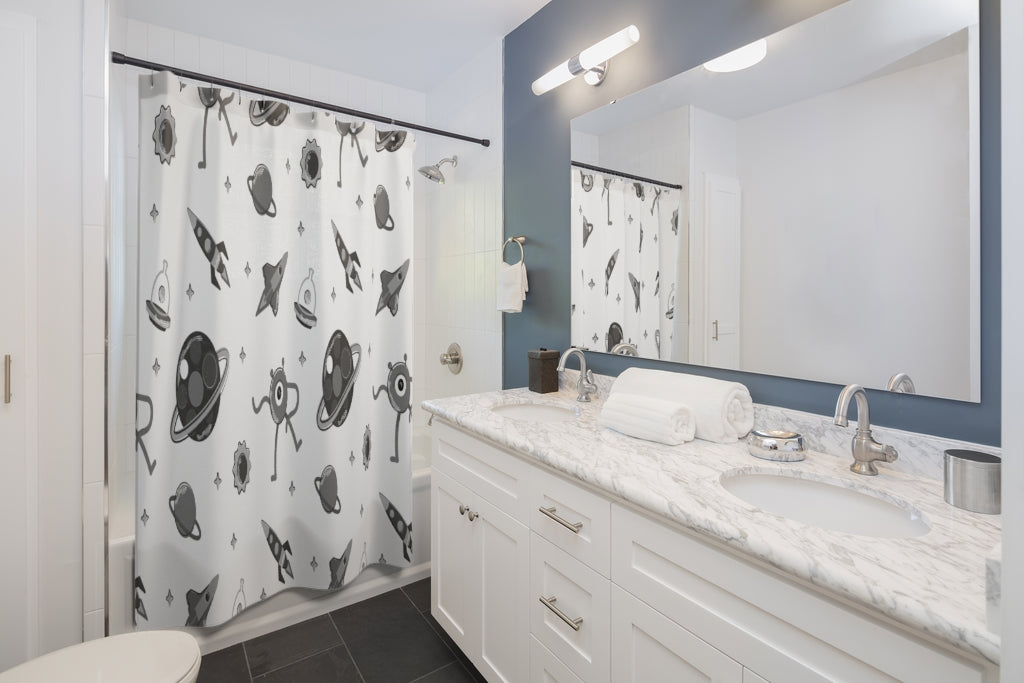 Space Elements Pattern Stylish Design 71" x 74" Elegant Waterproof Shower Curtain for a Spa-like Bathroom Paradise Exceptional Craftsmanship-Express Your Love Gifts