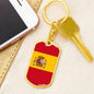 Spain Flag Keychain Dog Tag Stainless Steel or 18k Gold-Express Your Love Gifts
