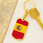 Spain Flag Keychain Dog Tag Stainless Steel or 18k Gold-Express Your Love Gifts