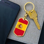 Spain Flag Keychain Dog Tag Stainless Steel or 18k Gold-Express Your Love Gifts