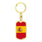 Spain Flag Keychain Dog Tag Stainless Steel or 18k Gold-Express Your Love Gifts
