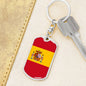 Spain Flag Keychain Dog Tag Stainless Steel or 18k Gold-Express Your Love Gifts