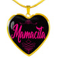 Spanish Gift Mamacita Heart Necklace Stainless Steel or 18k Gold Heart Pendant 18-22"-Express Your Love Gifts
