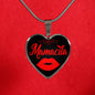 Spanish Hot Mama Mamacita Red Lips Heart Pendant Stainless Steel or 18k Gold 18-22"-Express Your Love Gifts