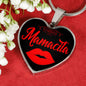 Spanish Hot Mama Mamacita Red Lips Heart Pendant Stainless Steel or 18k Gold 18-22"-Express Your Love Gifts