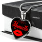 Spanish Hot Mama Mamacita Red Lips Heart Pendant Stainless Steel or 18k Gold 18-22"-Express Your Love Gifts