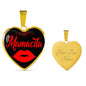 Spanish Hot Mama Mamacita Red Lips Heart Pendant Stainless Steel or 18k Gold 18-22"-Express Your Love Gifts