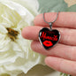 Spanish Hot Mama Mamacita Red Lips Heart Pendant Stainless Steel or 18k Gold 18-22"-Express Your Love Gifts