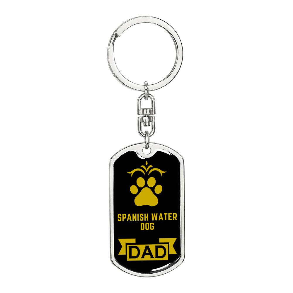 Spanish Water Dog Keychain Dog Tag Stainless Steel or 18k Gold-Express Your Love Gifts