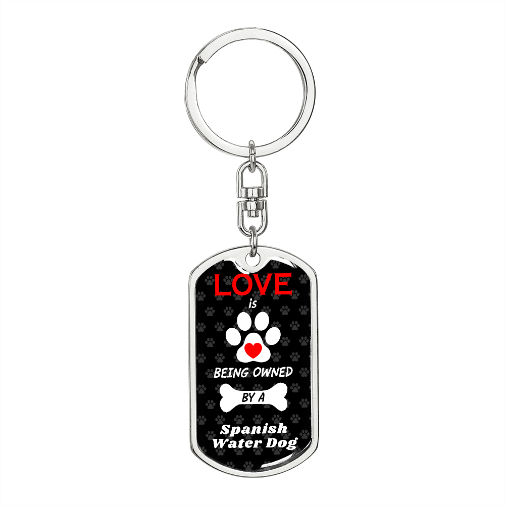 Spanish Water Dog Keychain Stainless Steel or 18k Gold Dog Tag Keyring-Express Your Love Gifts