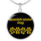 Spanish Water Dog Mama Circle Necklace Stainless Steel or 18k Gold 18-22" Dog Owner Lover-Express Your Love Gifts