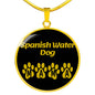Spanish Water Dog Mama Circle Necklace Stainless Steel or 18k Gold 18-22" Dog Owner Lover-Express Your Love Gifts