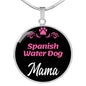 Spanish Water Dog Mama Necklace Circle Pendant Stainless Steel or 18k Gold 18-22" Dog Mom Pendant-Express Your Love Gifts