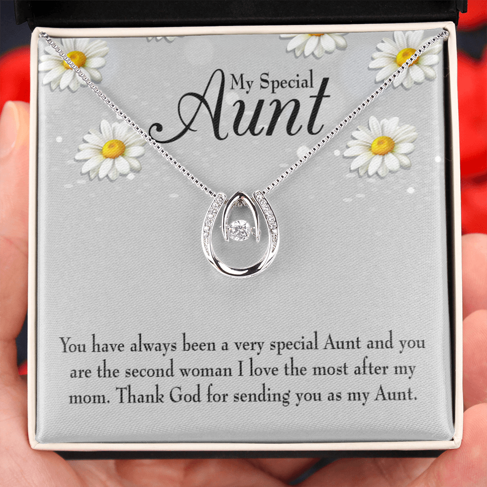 Special Aunt Lucky Horseshoe Necklace Message Card 14k w CZ Crystals-Express Your Love Gifts