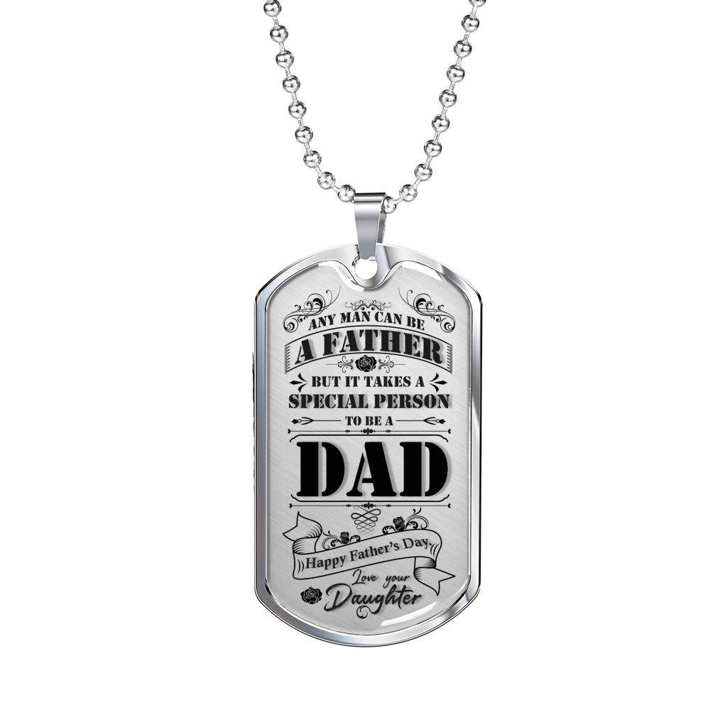 Special Dad Fathers Day Necklace Stainless Steel or 18k Gold Dog Tag 24" Chain-Express Your Love Gifts