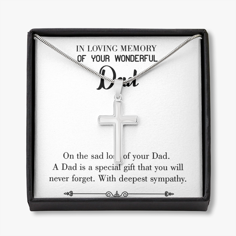 Special Gif Dad Memorial Gift Dad Memorial Cross Necklace Sympathy Gift Loss of Father Condolence Message Card-Express Your Love Gifts