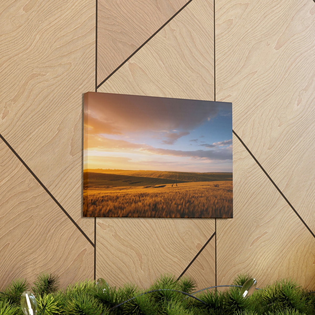 Splendid Agricultural Land in the Evening Scene Beautiful Captivating and Awesome Field Beauty Nature Scene Sunset on the Farm Wall Art Ready to Hang Unframed-Express Your Love Gifts