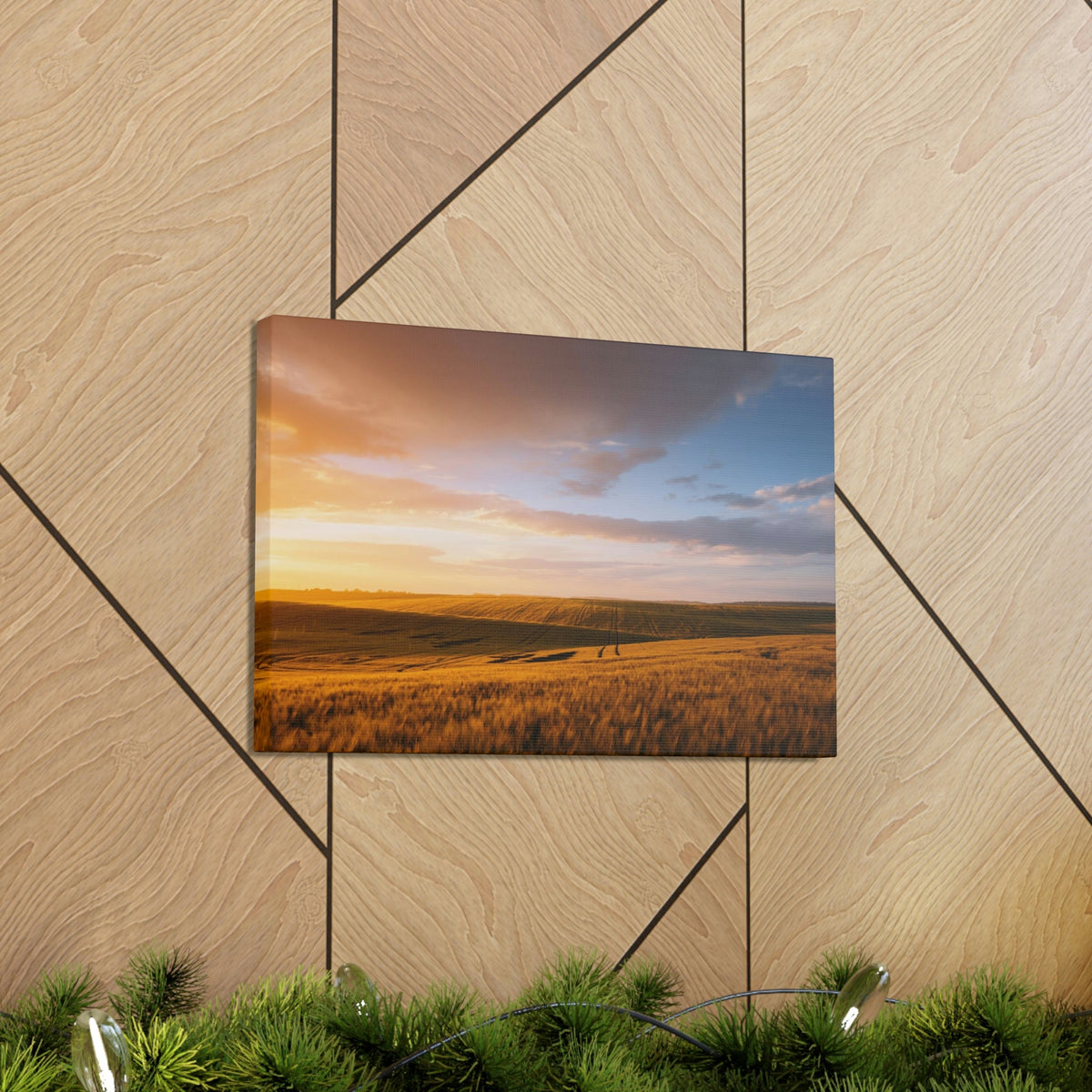 Splendid Agricultural Land in the Evening Scene Beautiful Captivating and Awesome Field Beauty Nature Scene Sunset on the Farm Wall Art Ready to Hang Unframed-Express Your Love Gifts