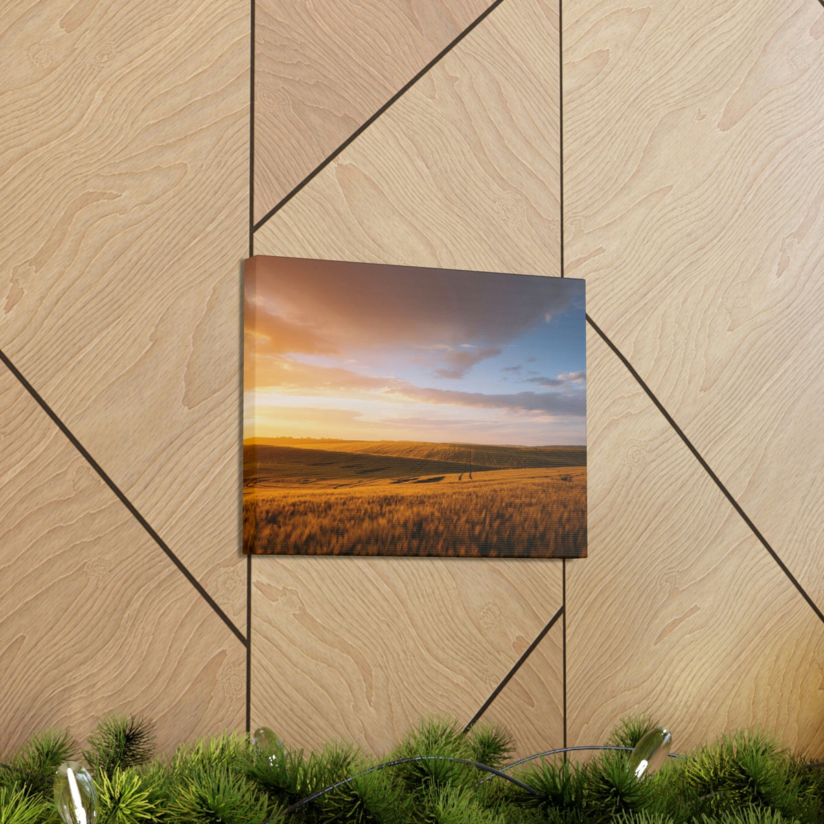 Splendid Agricultural Land in the Evening Scene Beautiful Captivating and Awesome Field Beauty Nature Scene Sunset on the Farm Wall Art Ready to Hang Unframed-Express Your Love Gifts