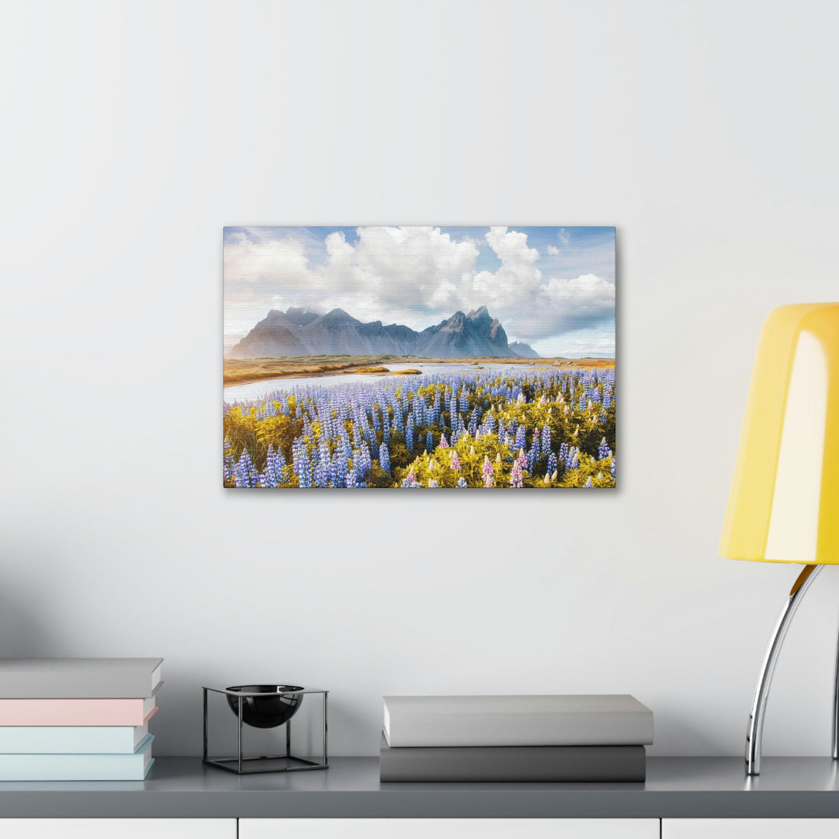 Splendid Lupine Flower on Sunny Day Scene Beautiful Surprising and Shocking Beauty Nature Scene View of Mountain in Flower Garden Wall Art Ready to Hang Unframed-Express Your Love Gifts