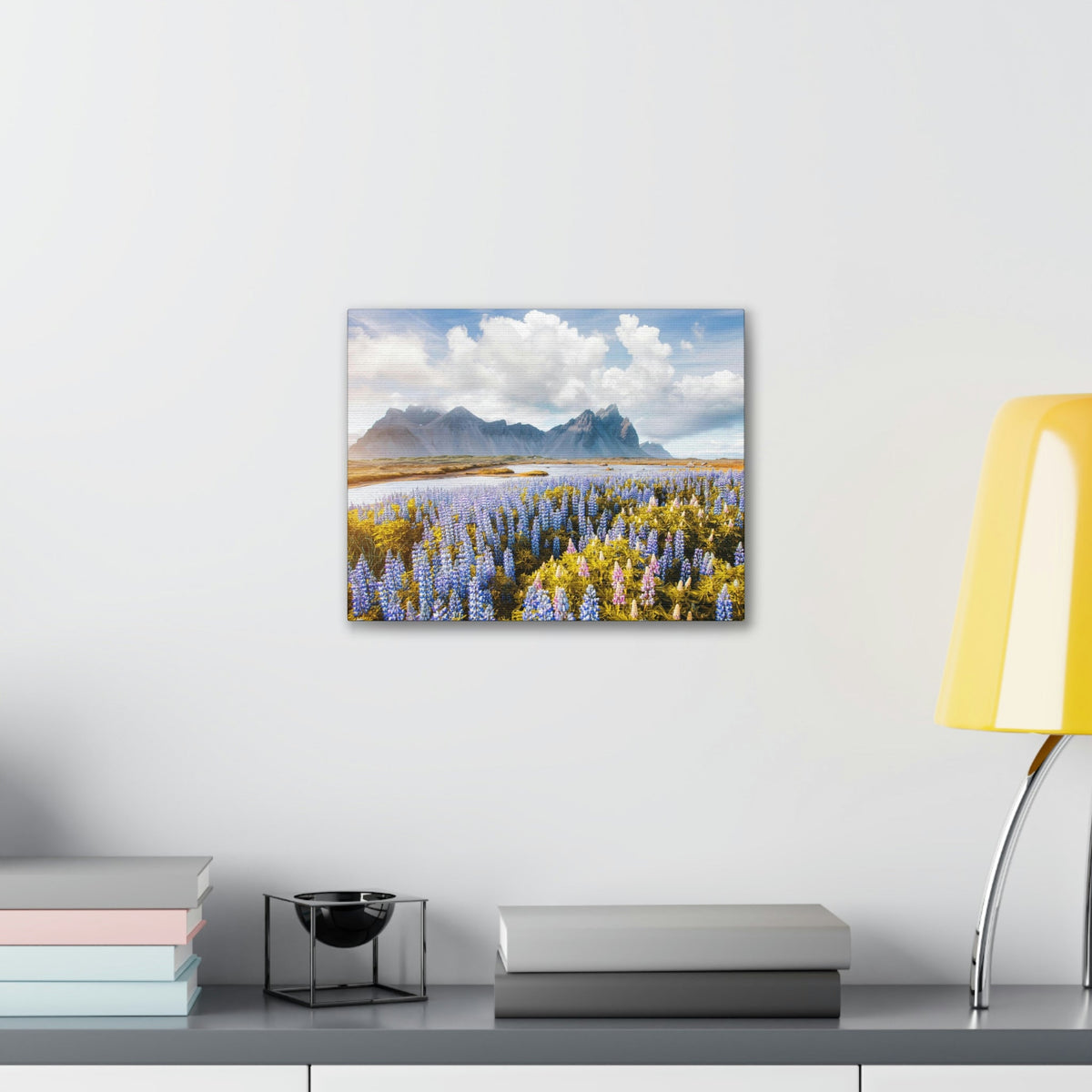 Splendid Lupine Flower on Sunny Day Scene Beautiful Surprising and Shocking Beauty Nature Scene View of Mountain in Flower Garden Wall Art Ready to Hang Unframed-Express Your Love Gifts