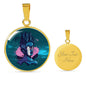 Split Head Girl Circle Pendant UFO Alien Fan Necklace Stainless Steel or 18k Gold 18-22"-Express Your Love Gifts