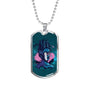 Split Head Girl Necklace UFO Alien Fan Gift Stainless Steel or 18k Gold Dog Tag 24" Chain-Express Your Love Gifts