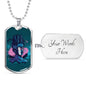 Split Head Girl Necklace UFO Alien Fan Gift Stainless Steel or 18k Gold Dog Tag 24" Chain-Express Your Love Gifts