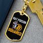 SquAred Crypto Currency Bitcoin Keychain Stainless Steel or 18k Gold Dog Tag Keyring-Express Your Love Gifts