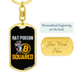 SquAred Crypto Currency Bitcoin Keychain Stainless Steel or 18k Gold Dog Tag Keyring-Express Your Love Gifts
